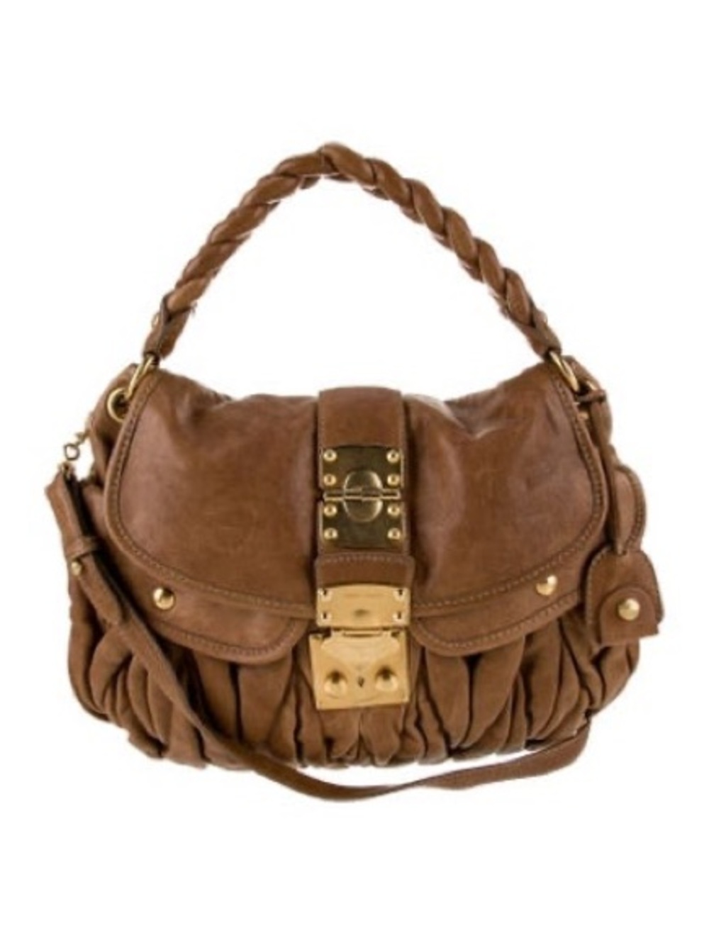 MiuMiu Matelasse Brown Leather Hobo Bag